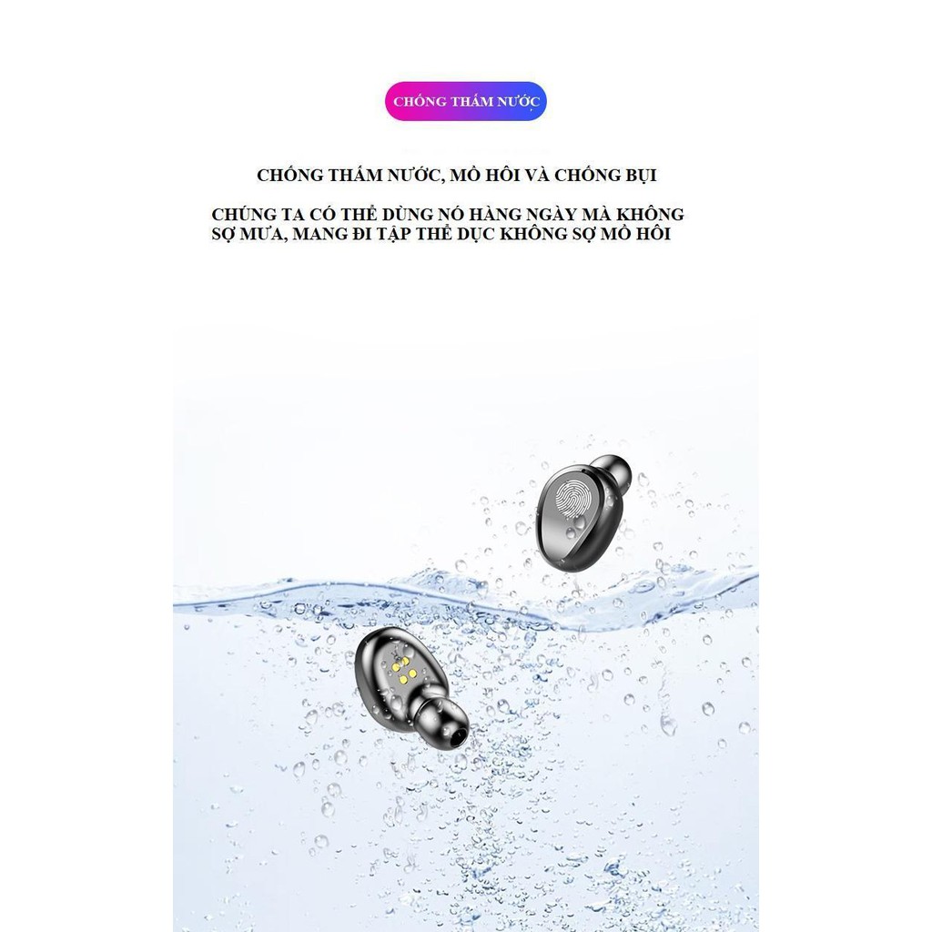 Tai nghe bluetooth Yoking F9 nút điều kiểm cảm ứng có đèn led, kén sạc dung lượng 2000 mAh kiêm sạc dự phòng