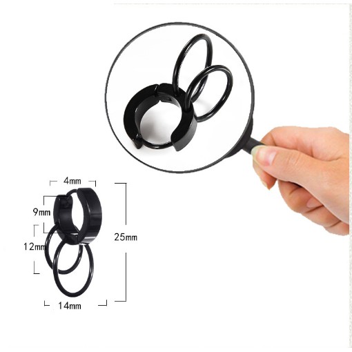 Khuyên tai Unisex Double Rings Earrings, Bông Tai Cá Tính (1 Chiếc)