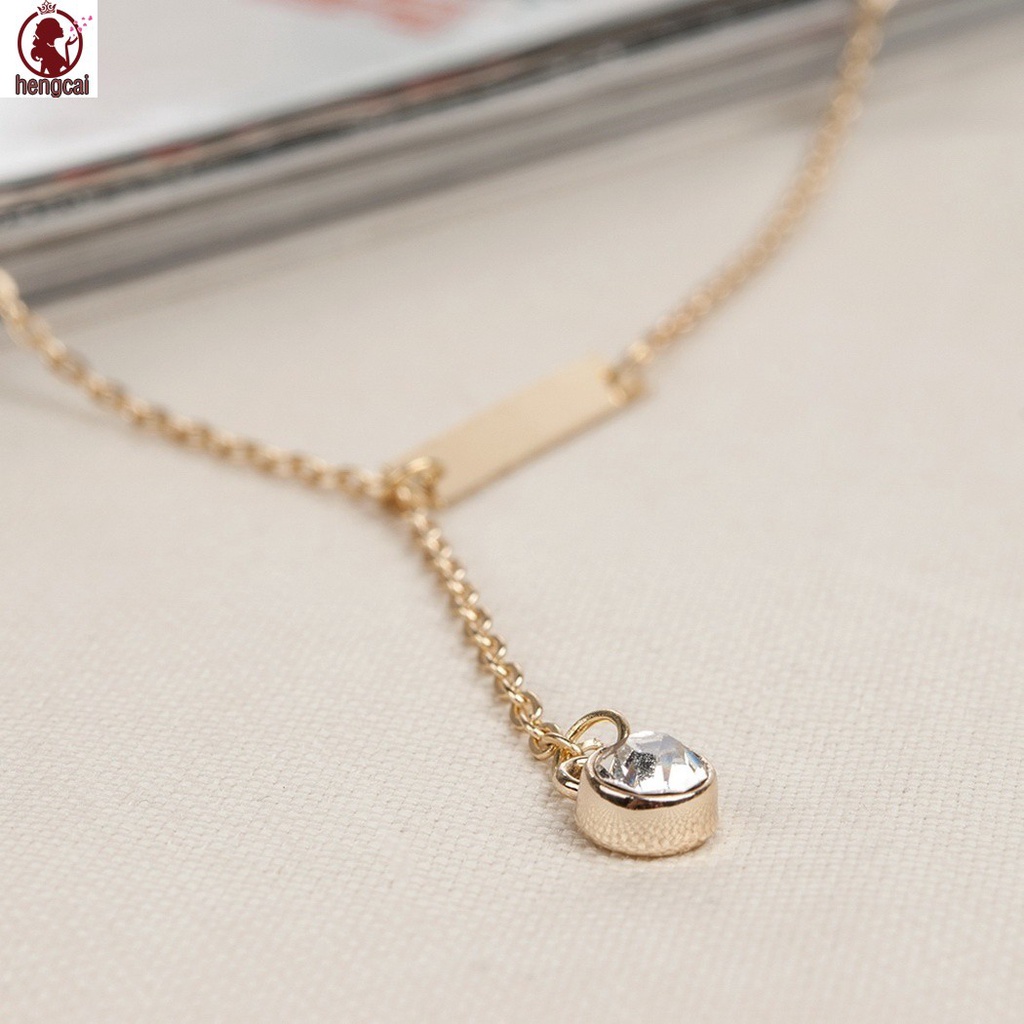 Gold necklace Fashion Style Women Lady Y Shaped Design Alloy Chain Pendant Necklace W_S (Color: Gold)