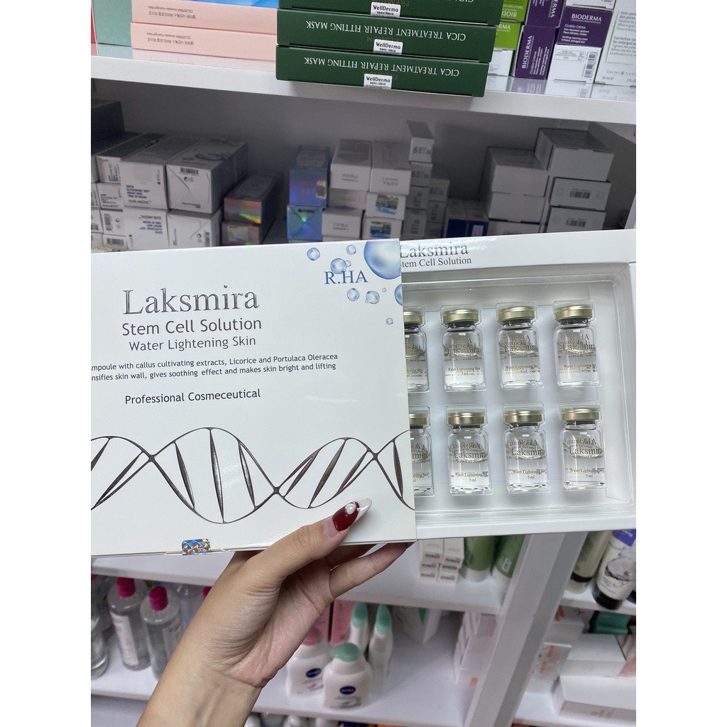 ( Chính Hãng ) Serum Tế Bào Gốc Laksmira 1 Hộp 10 Lọ 5ml. Phục Hồi Da Yếu Trắng Sang Căng Bóng Se Khít Lỗ Chân Lông.