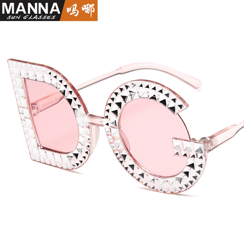 Kính Mát Gọng Lớn Họa Tiết Chữ Đính Đá Thời Trang Cho Nữ