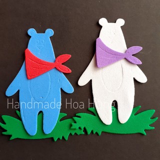 16 hình chú gấu đáng yêu bằng giấy xốp, 6.3x4.1cm - Hình trang trí thiệp_phong thư, bưu thiếp, bao lì xì - khuôn cắt