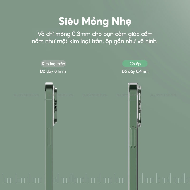 Ốp Lưng Trong Suốt Chống Ố Vàng Memumi Glitter Camshield Mặt Lưng Pc Cứng Chống Trầy Viền Bảo Vệ Camera Cho Ip13 Pro Max