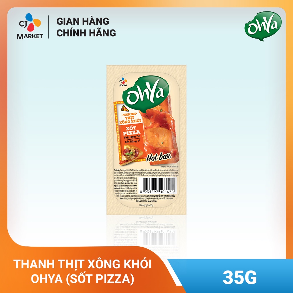 Thanh Ohya hotbar 35g - Vị Thịt xông khói Xốt Pizza (snack thịt kèm xốt)
