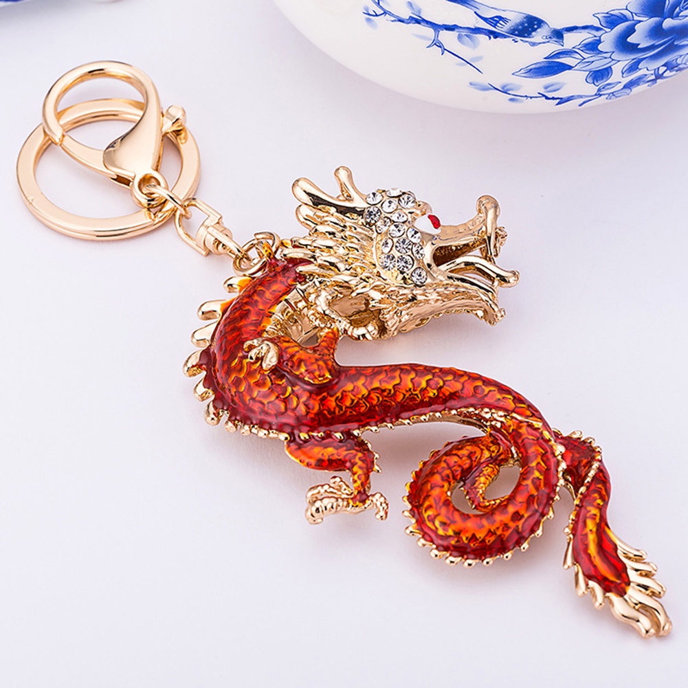 Móc Khóa Hình Con Rồng Đính Đá Phong Cách Trung Hoa