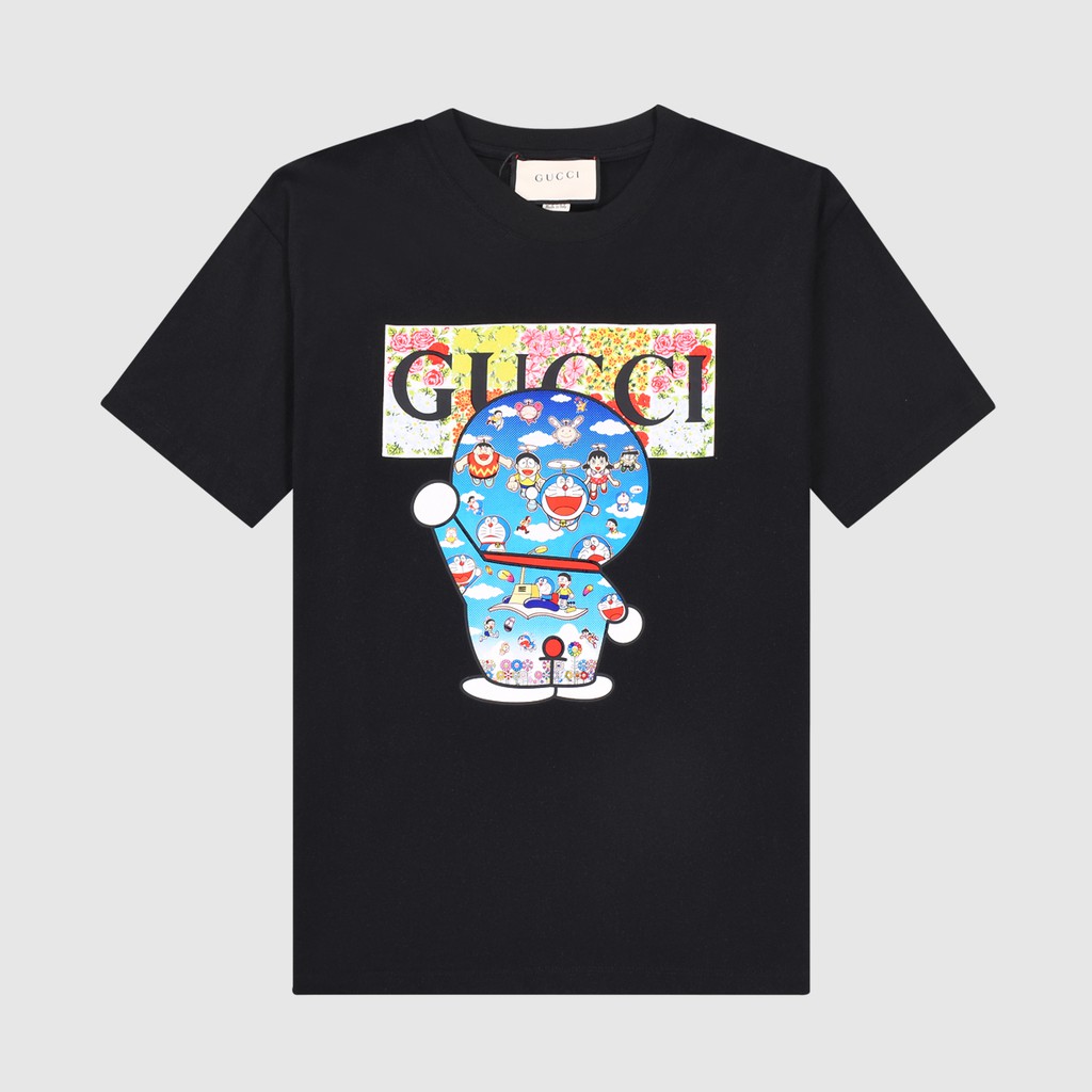 Áo Thun Cổ Tròn Tay Ngắn In Hình Doraemon Thương Hiệu Gucci/Gucci Mùa Hè