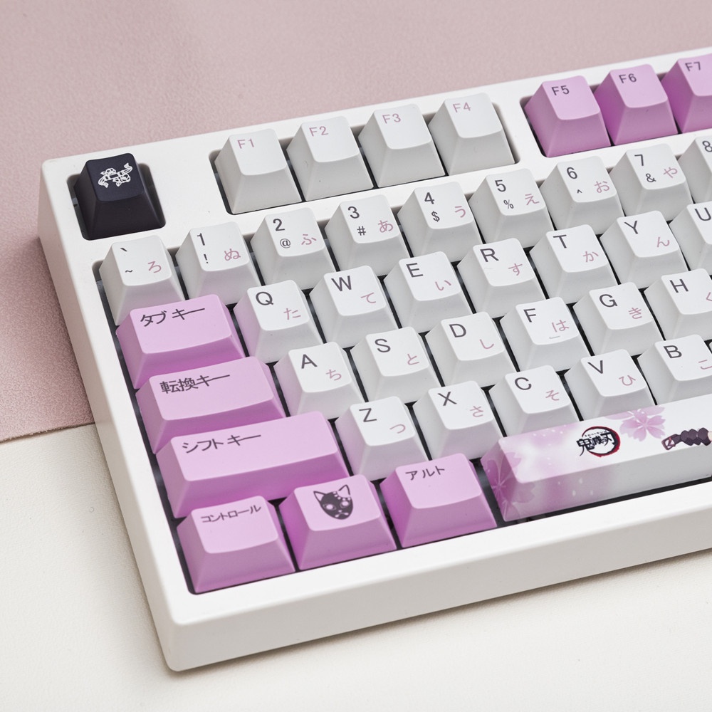 135 Phím Kamado Nezuko Keycaps Cherry Profile Demon Slayer Pink Anime PBT Dye Sub Bàn phím cơ học Keycap