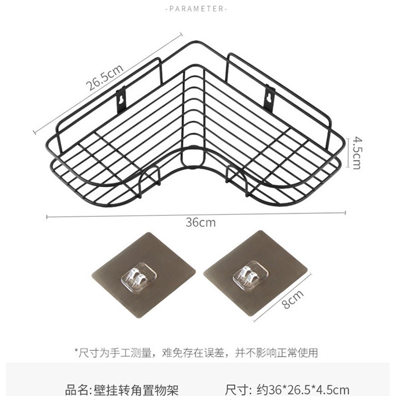 Kệ Góc Dán Tường Nhà Tắm Siêu Chắc Chất Liệu INox Sơn Tĩnh Điện Màu Đen Sang Chảnh CHO CĂN NHÀ HIỆN ĐẠI