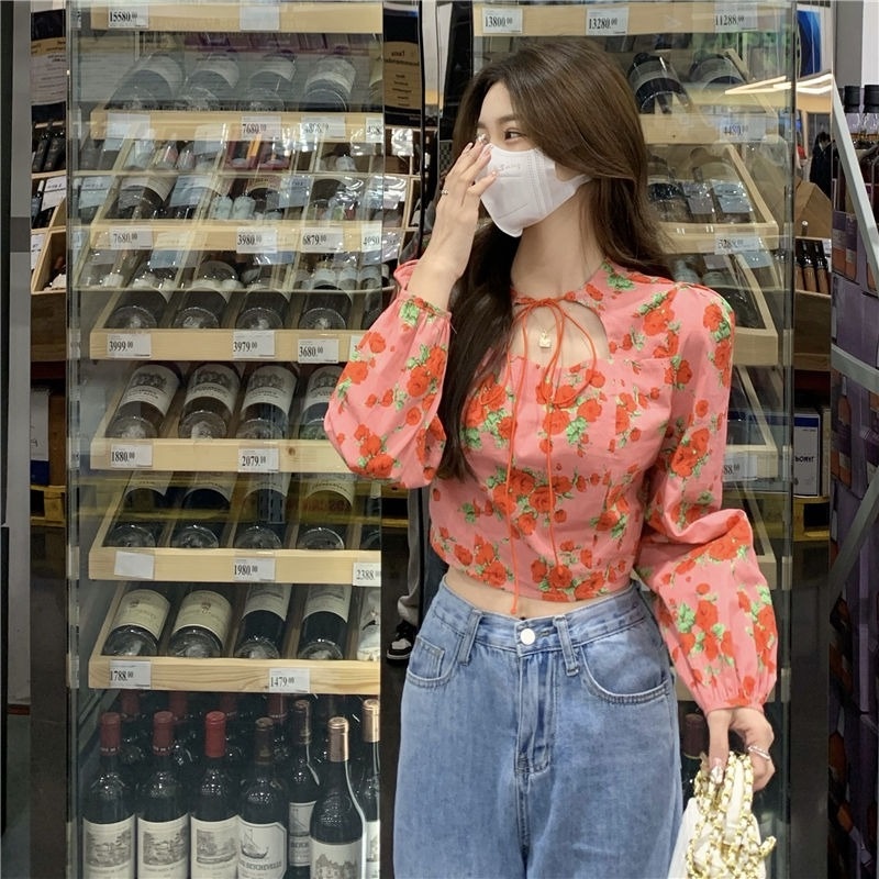 Áo Sơ Mi Dáng Ôm In Họa Tiết Hoa Phong Cách Cổ Điển Xinh Xắn Dành Cho Nữ