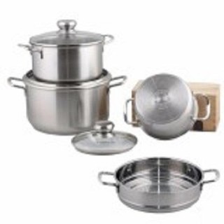 Bộ nồi inox cao cấp bếp từ 430 Fivestar Standard 6 món nắp kính và xửng 24cm.tặng 1 vá canh inox