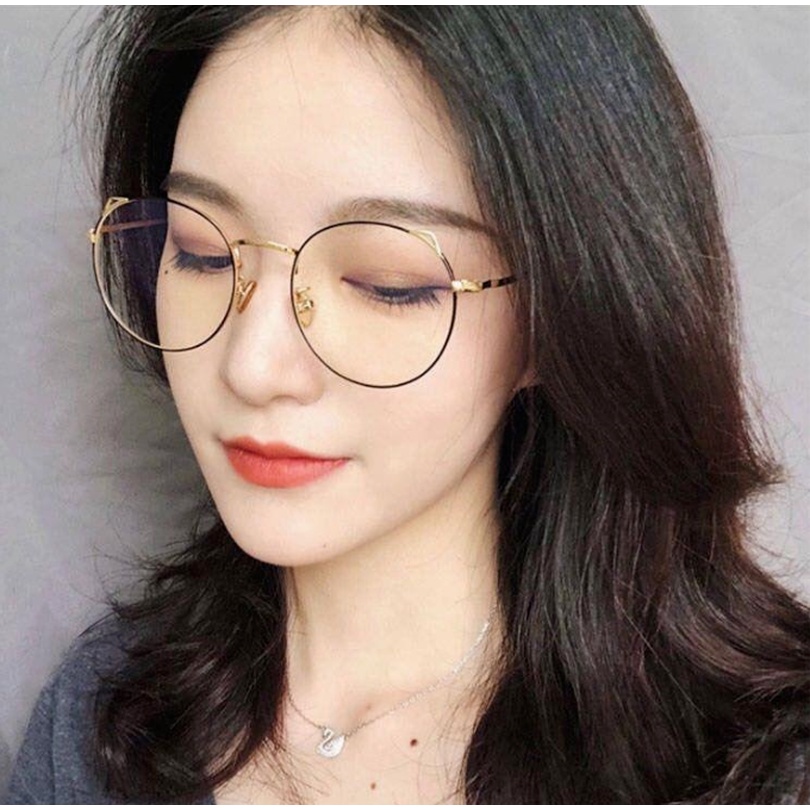 (KIQI-FASHION) COD Mắt Kính Chống Bức Xạ Và Ánh Sáng Xanh Hình Mắt Mèo Dễ Thương Thời Trang Cho Nữ