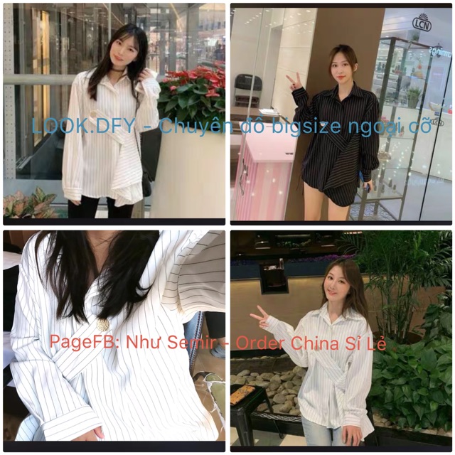 M-4XL Áo đen/trắng kẻ thiết kế cách điệu cá tính siêu chất