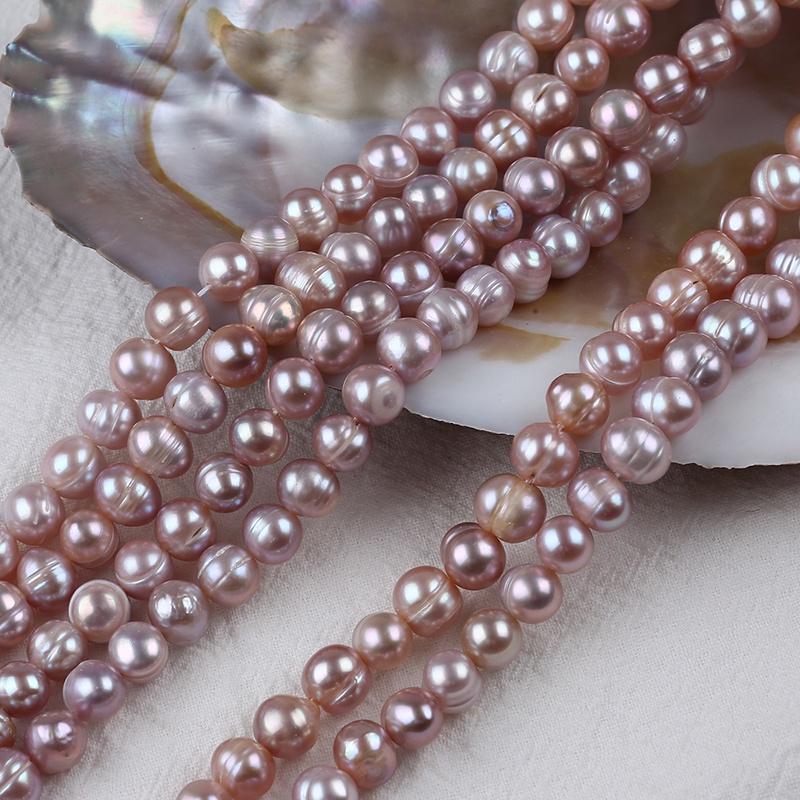 Chuỗi Hạt Ngọc Trai Tự Nhiên 8-9mm Màu Trắng / Hồng / Tím