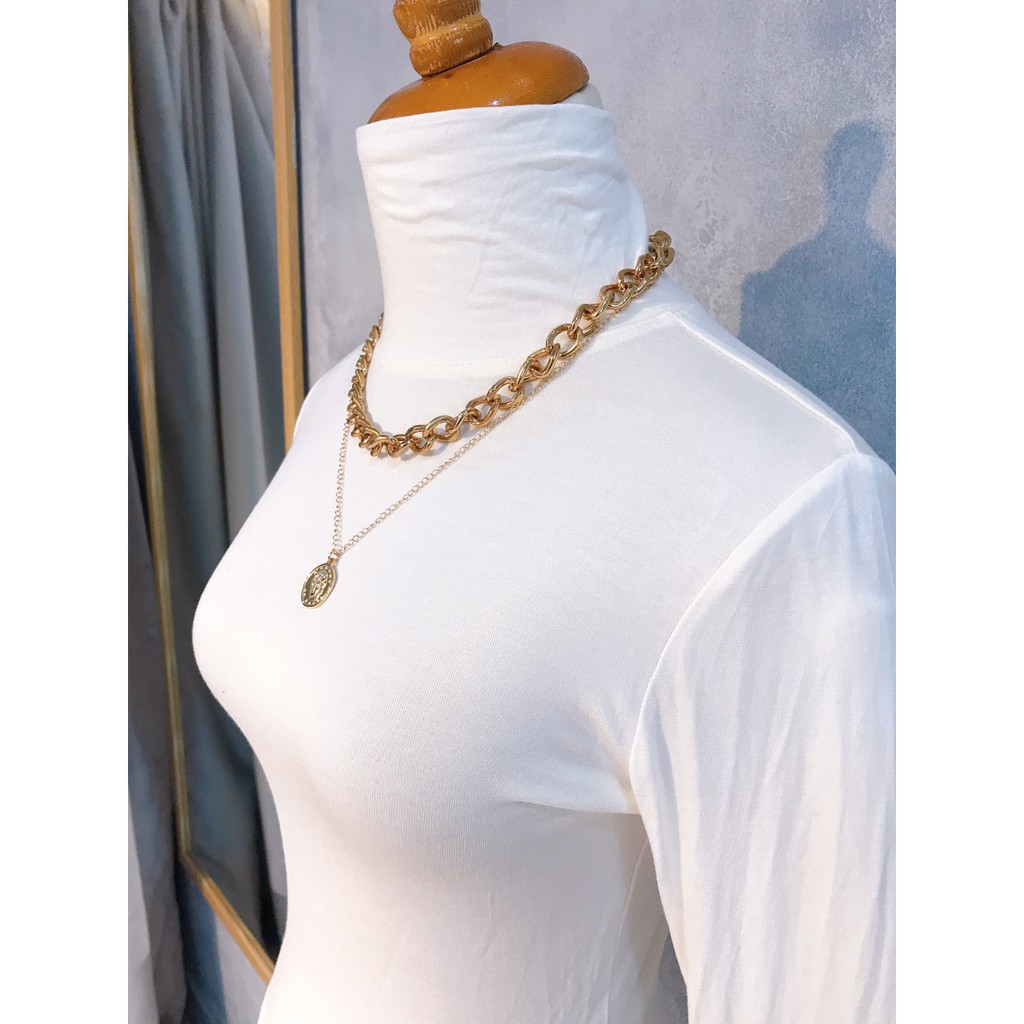 Áo Thun Croptop Tay Dài Cổ Lọ Trắng Đen Freesize "CROPTOP CỔ LỌ TAY DÀI" | BigBuy360 - bigbuy360.vn