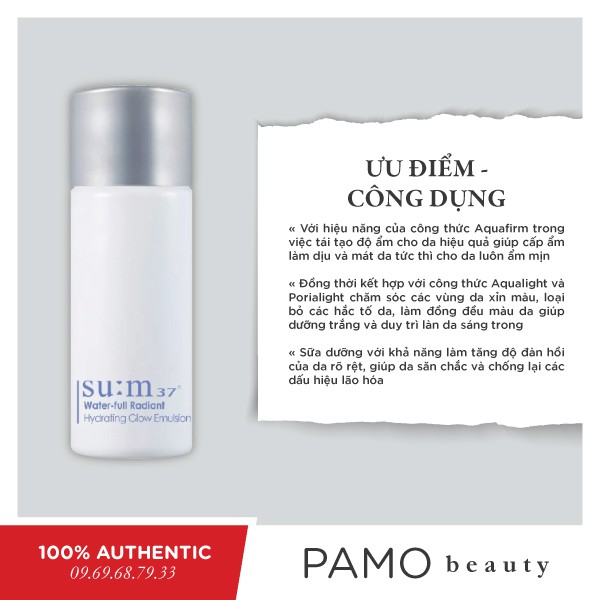 Sữa dưỡng trắng cấp ẩm tăng độ đàn hồi Su:m37 Water-full Radiant Hydrating Glow Emulsion 5ml | BigBuy360 - bigbuy360.vn