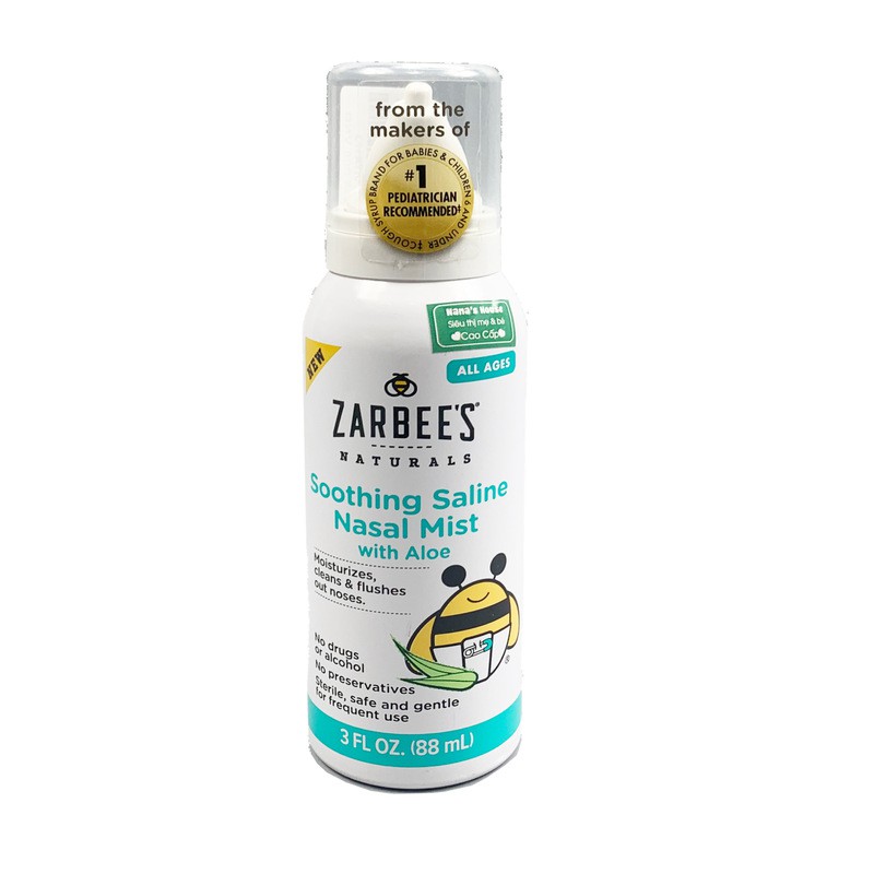 Xịt mũi lô hội Zarbee's Naturals 88ml cho bé từ sơ sinh [CHUẨN NỘI ĐỊA MỸ]