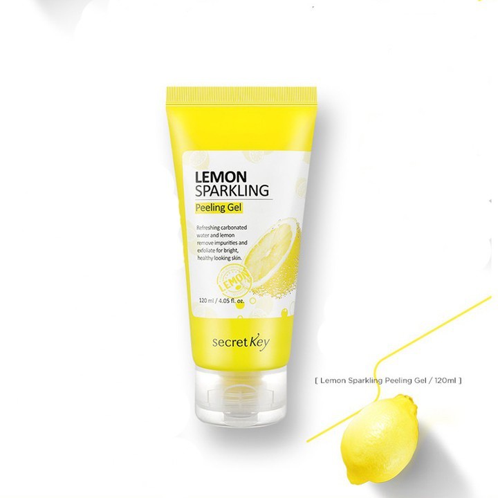 Gel tẩy da chết làm trắng sáng da chiết xuất chanh tươi Secret key Lemon Sparkling Peeling Gel 120ml