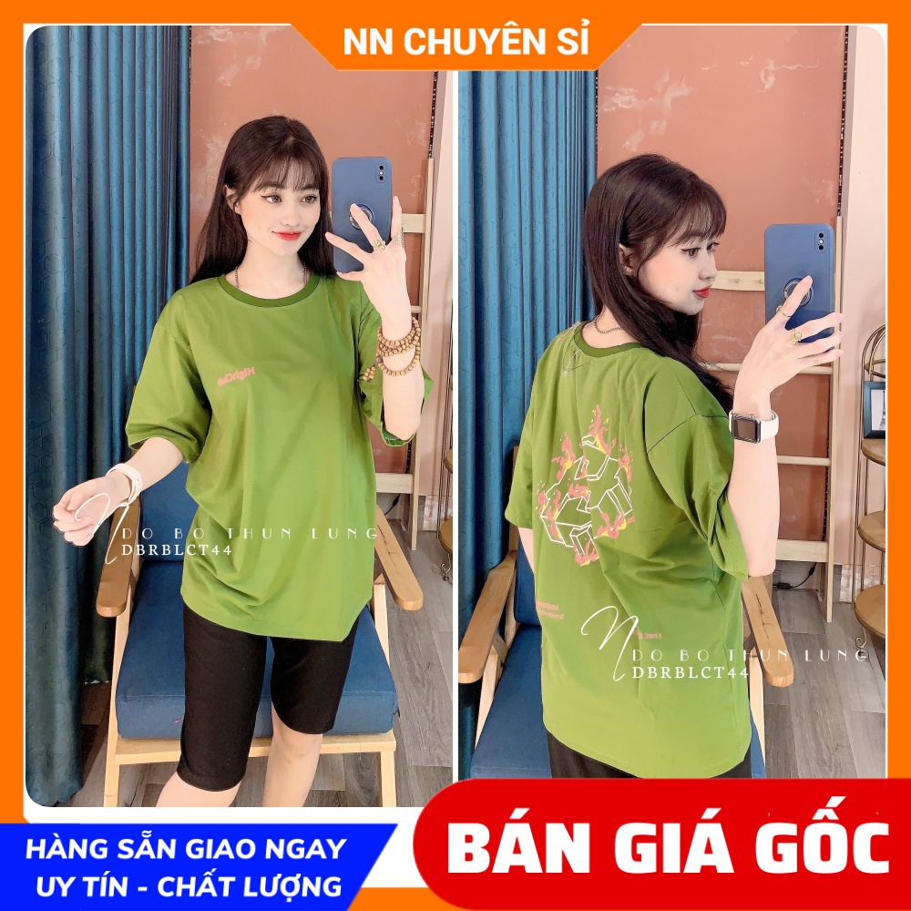 Đồ bộ thun quần lửng cho nữ mặc nhà chất thun mềm mát in họa tiết dễ thương size dưới 70kg DBRBLCT