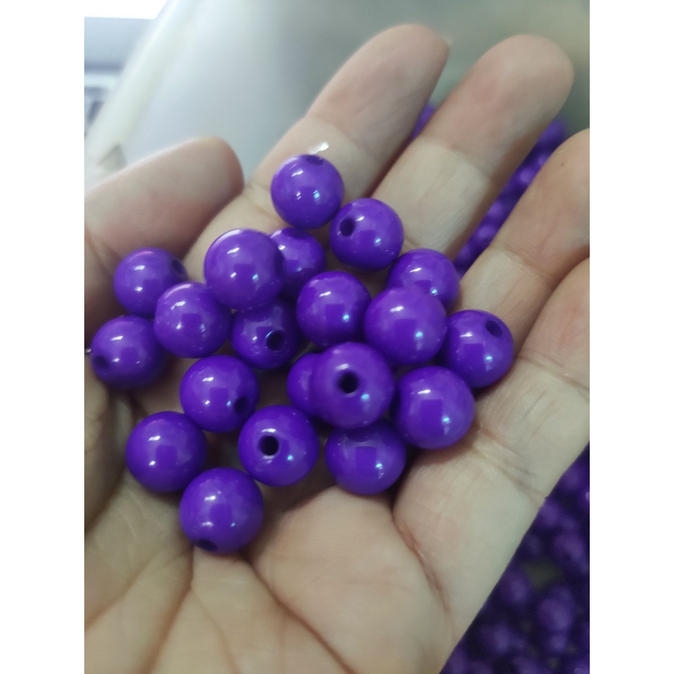 25-50gam hạt nhựa tròn bóng màu tím đậm 10mm