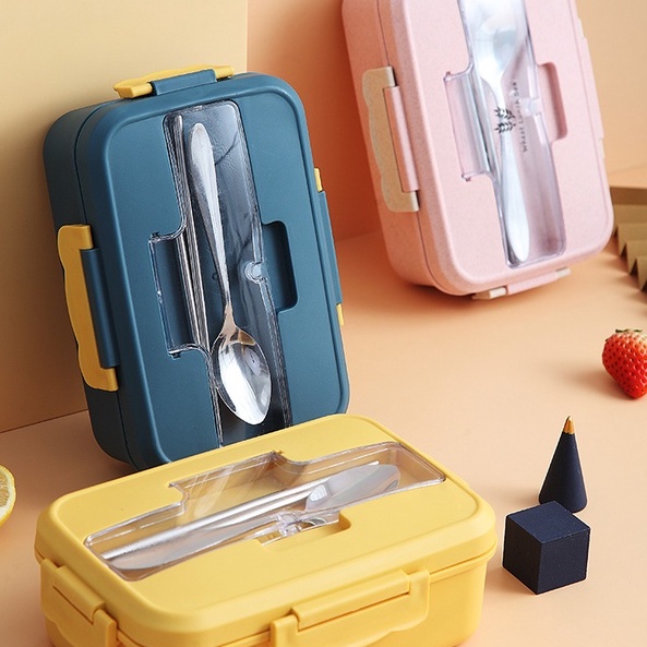 &lt;Video Review&gt; Hộp Đựng Cơm 3 Ngăn Hộp Cơm Giữ Nhiệt Ăn Trưa Văn Phòng Cà Mèn Tặng Thìa Đũa Sử Dụng Lò Vi Sóng U042