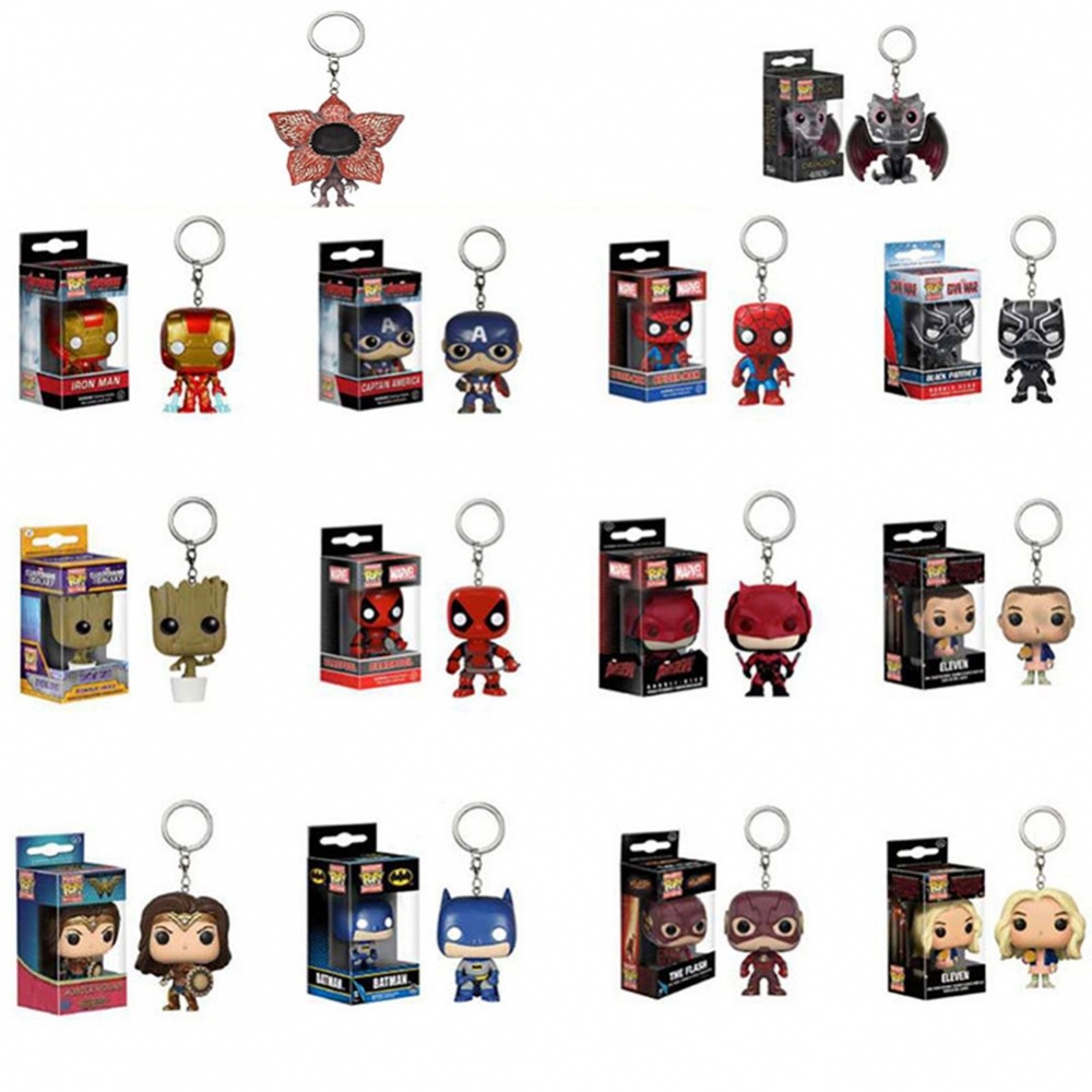 Funko Pop Avengers Keychain IronMan Groot Batman SpiderMan DeadPool Keyring High Quality HOT SALE