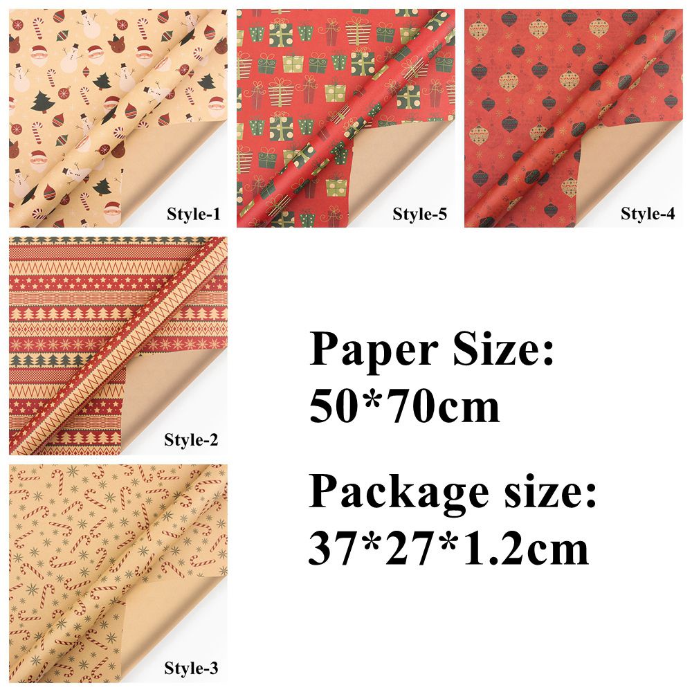 Giấy Kraft Gói Quà Giáng Sinh Thủ Công Tái Chế Được Hình Ông Già Noel/Người Tuyết