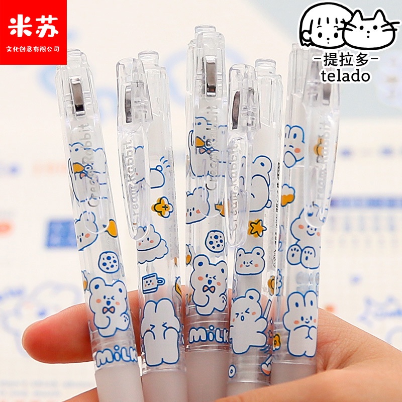 Bút Bi Dạng Nhấn Hình Thỏ Dễ Thương Phong Cách Hàn Quốc