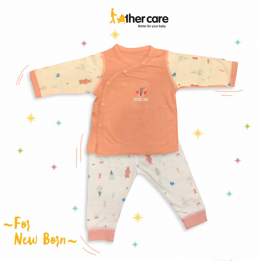 Bộ Quần Áo sơ sinh DT FatherCare Cài Lệch - Họa Tiết Báo (Trơn - Họa Tiết) FC771