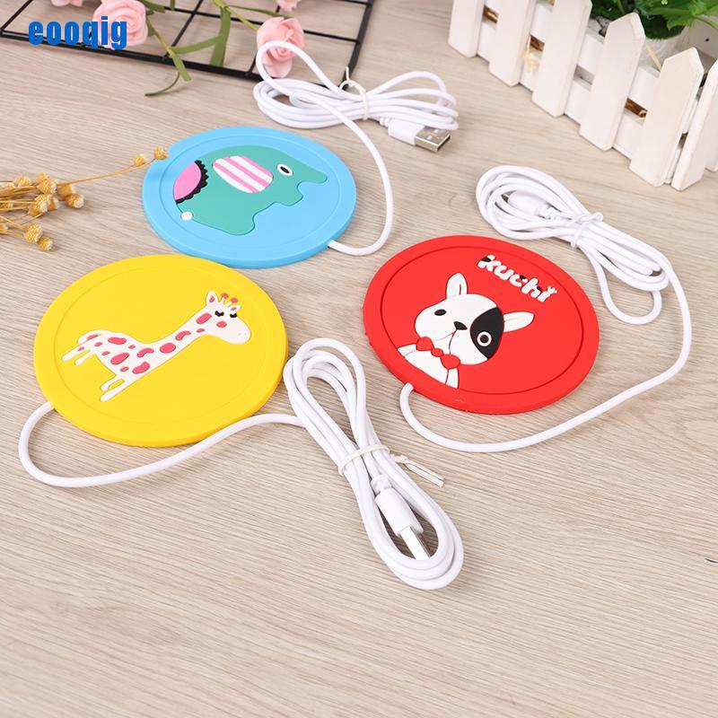 Miếng lót tách trà/cốc cà phê giữ ấm bằng silicone họa tiết hoạt hình có cổng USB