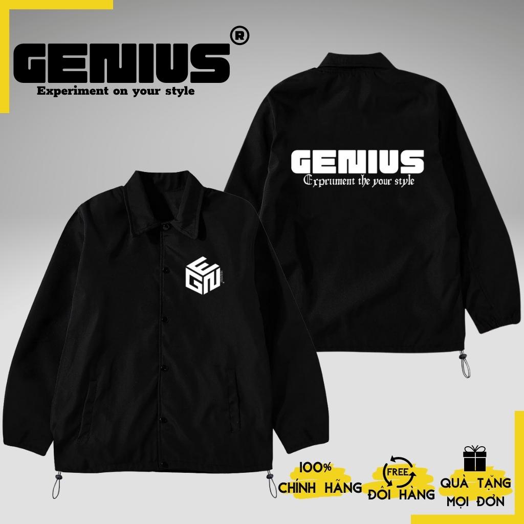 Áo khoác dù jacket ullzang unisex 2 lớp GENIUS- Áo khoác gió 2 màu WHITE - YELLOW có form rộng XL - GENIUS.CLO