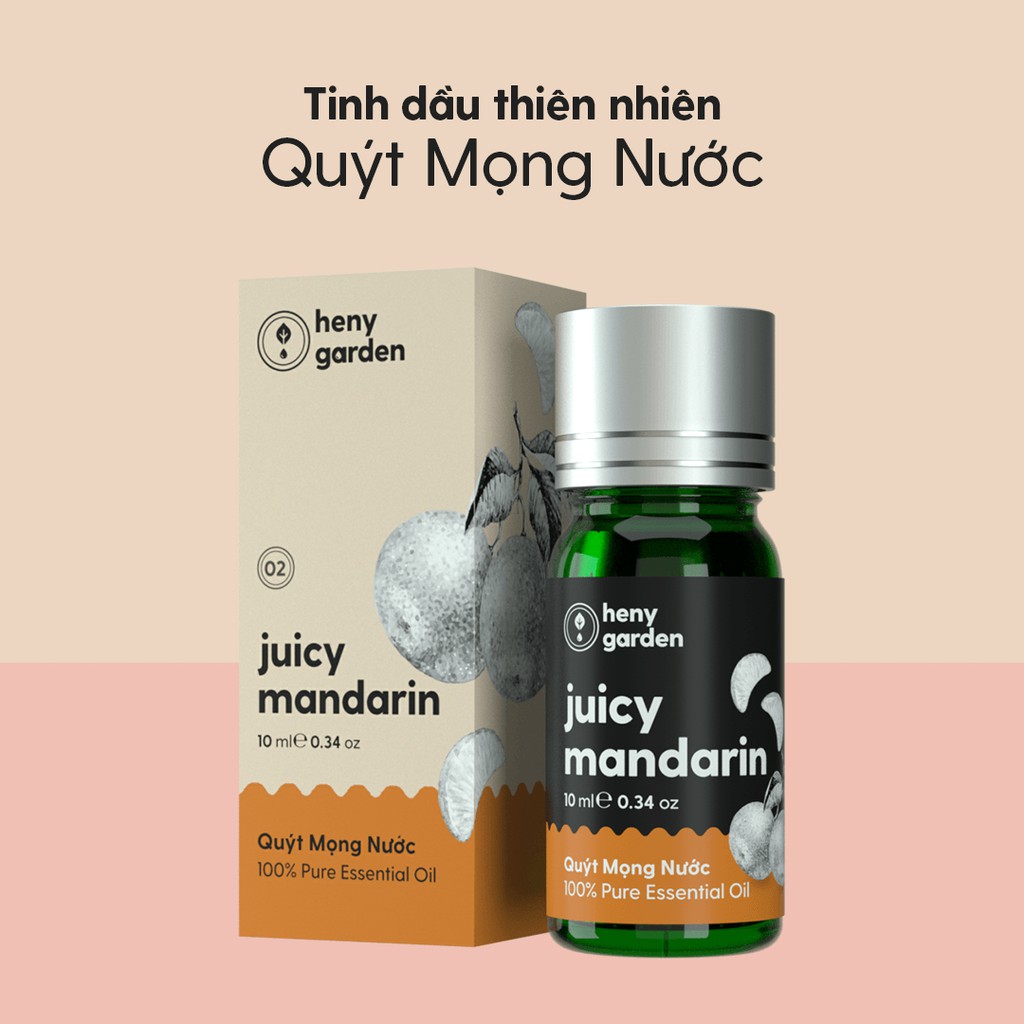Tinh Dầu Quýt Organic Thiên Nhiên Nguyên Chất Đậm Đặc Xông Thơm Phòng, Làm Nến Thơm HENY GARDEN