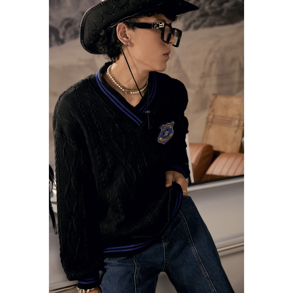 BLANKESPACE Áo Sweater Len Tay Dài Thomb Sweater Vải Dệt Tặng Phụ Kiện Gài Tháo Rời Thời Trang Nam Nữ Unisex