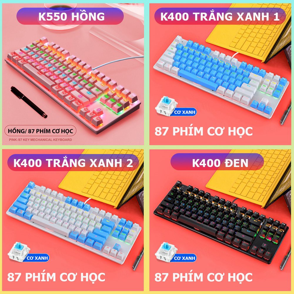 Bàn phím cơ Latope gaming bàn phím máy tính chơi game TKL Full LED K550 RGB