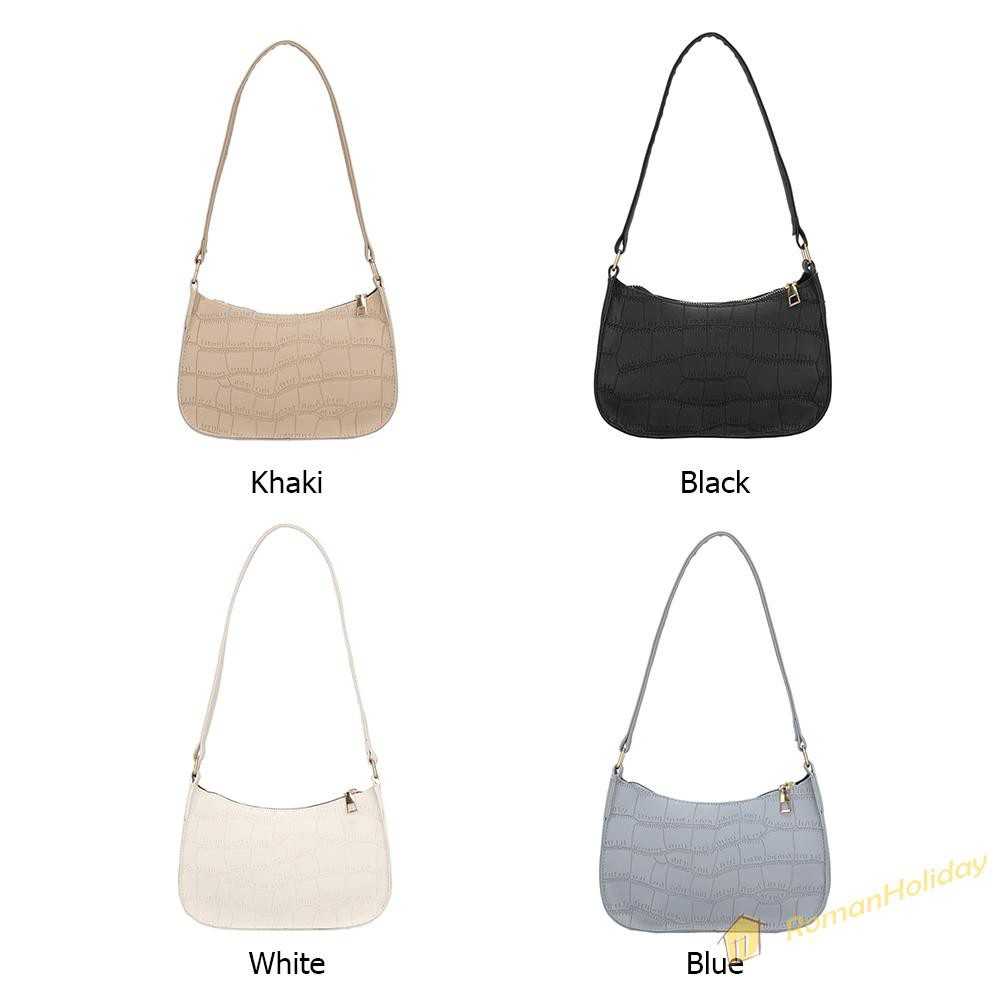 【On Sale】Fashion Women Alligator Pattern Pure Color Shoulder Underarm Bag PU Handbag