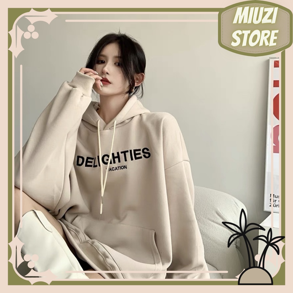 Áo hoodie DELIGHTIES Miuzi nam nữ,áo unisex vải nỉ bông dày DT039