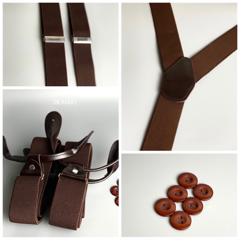 Suspenders trơn Dây giữ đai quần chữ Y - Dạng khuy cài không lo hỏng quần