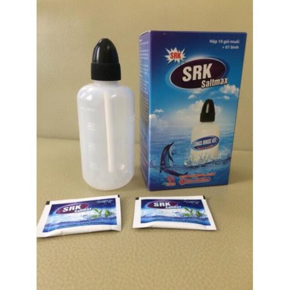 Bình rửa mũi SRK SALTMAX (Hộp 10 gói x 2,145g+ chai nhựa 240ml)