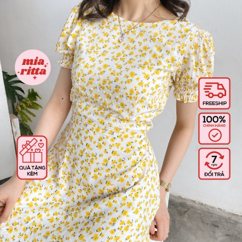 Váy xoè hoa nhí tay ngắn kiểu dáng Hàn Quốc Mia Ritta V1003