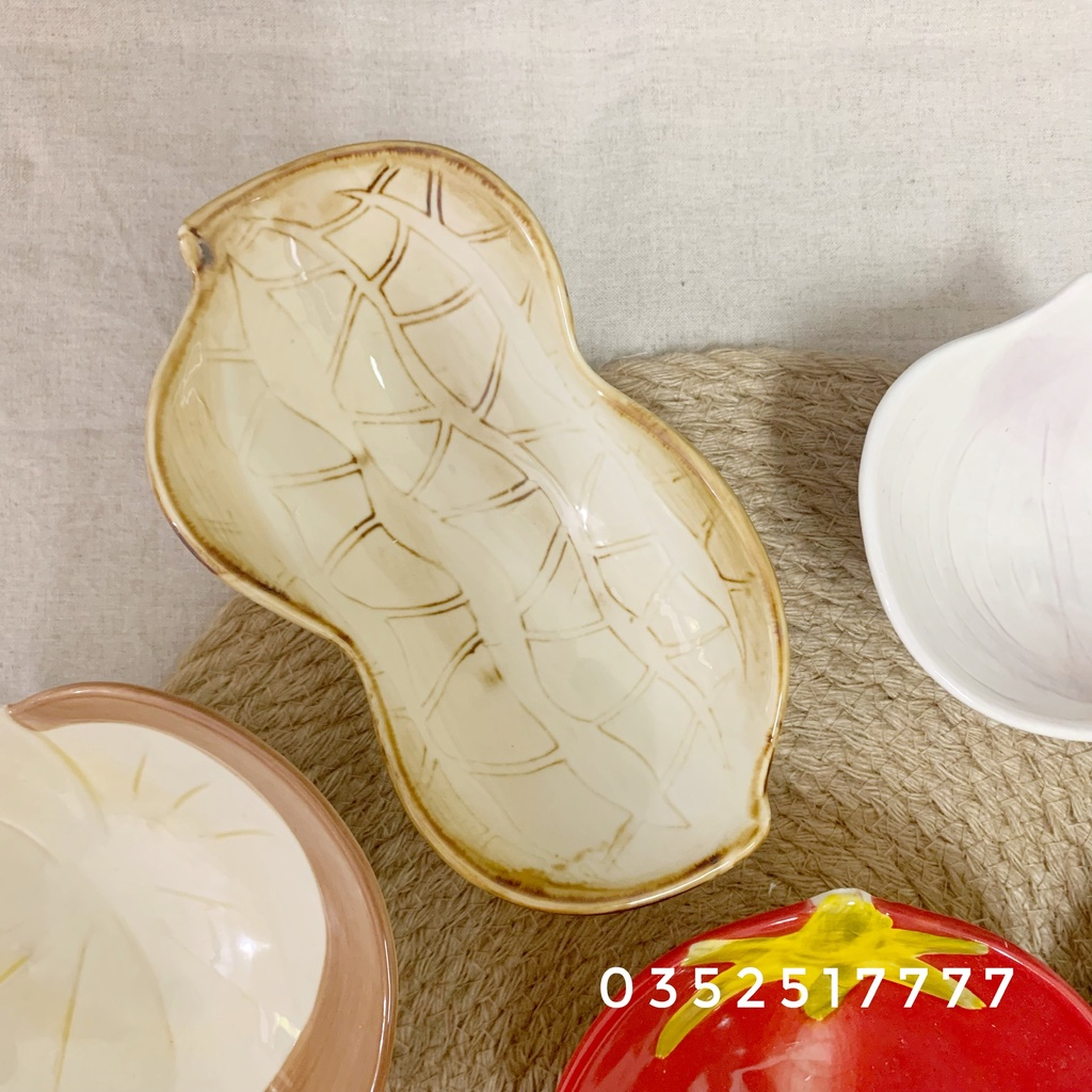 Đĩa sứ đựng đồ nhắm, thức ăn vặt hình rau củ quả ngộ nghĩnh, phụ kiện bàn ăn 3.2.2