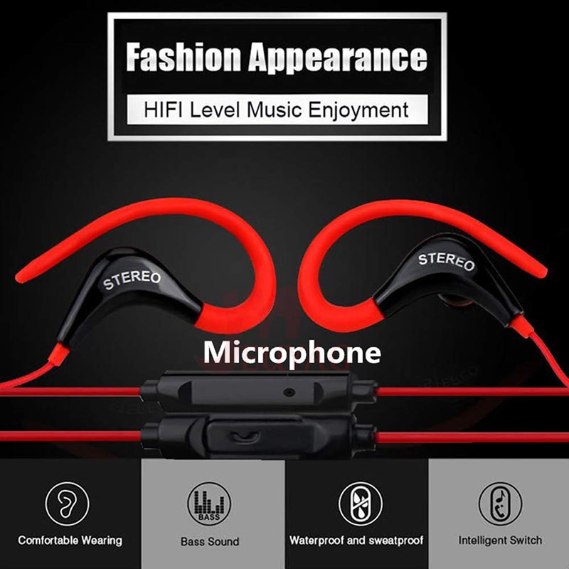 Bán nóng MEUYAG 3.5mm Ear Hook Tai nghe âm thanh nổi Tai nghe chạy thể thao Tai nghe Tai nghe Bass Tai nghe Có Mic Cho iPhone Samsung IOS Android