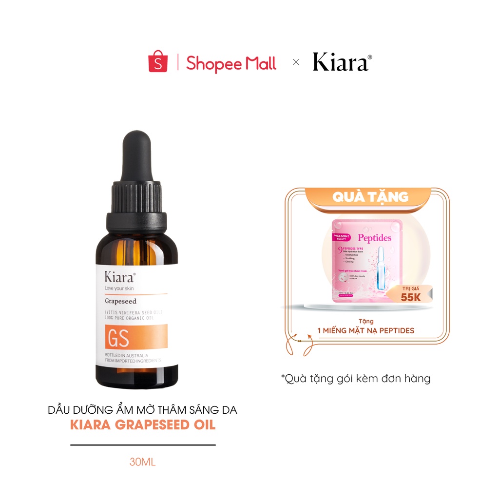 Dầu dưỡng ẩm mờ thâm sáng da Kiara Grapeseed Oil 30ml