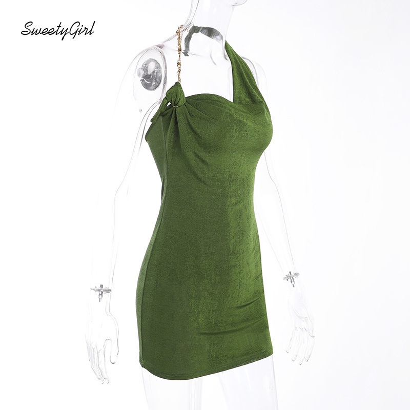 Đầm Mini Hai Dây Dáng Ôm Hở Lưng Màu Trơn Thời Trang Quyến Rũ Dành Cho Nữ 2022