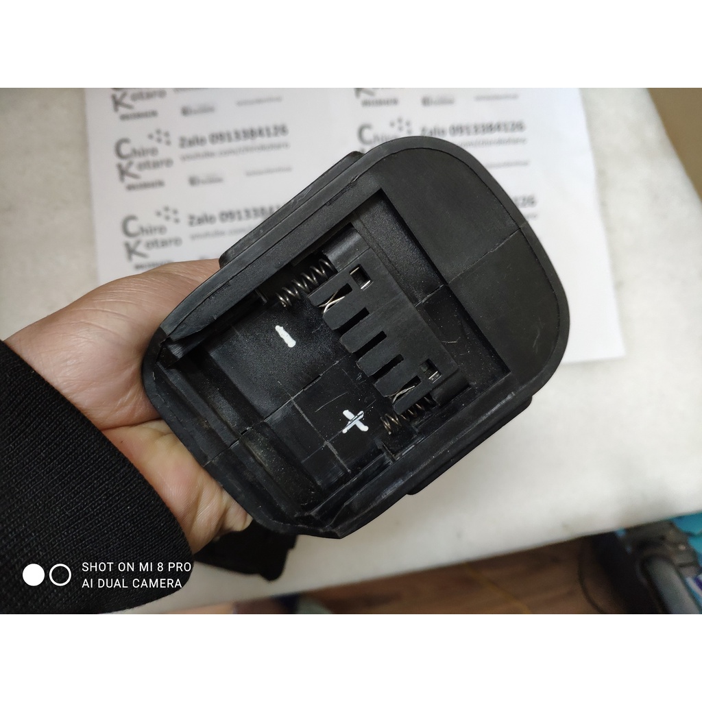 Đế chuyển pin máy khoan, vit PAOCK PMD-12IM dùng pin S2-S3 12V NiCD sang dùng hộp pin cài Makita LXT