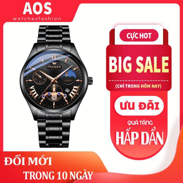 Đồng hồ nam chính hãng FNGEEN dây thép không rỉ, lên tay cực đẹp, giả cơ độc đáo ( Mã: FN61X)