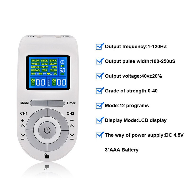 12 Programs TENS Body Massager Digital Acupuncture EMS Therapy Device Electric Pulse Machine Muscle Stimulator