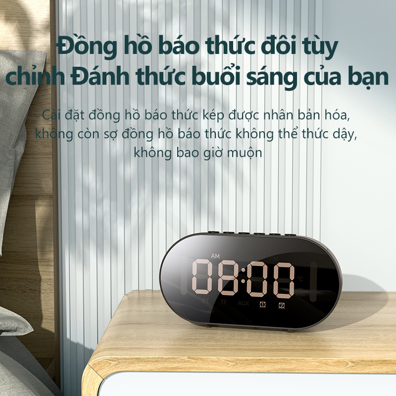 Loa bluetooth MW36 có đèn LED hiển thị đồng hồ báo thức + chức năng đèn ngủ tích hợp cảm biến nhiệt độ