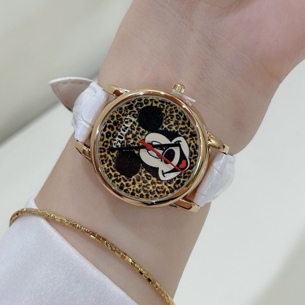 Đồng hồ nữ Gucci chuột Mickey dây da mềm, hàng full box, bảo hành 12 tháng - Dongho.GC