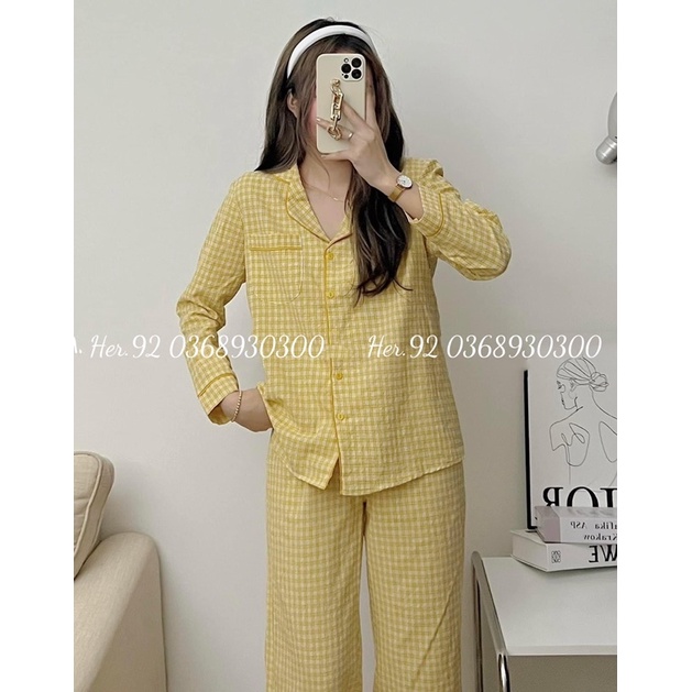 BỘ PIJAMA MẶC NHÀ CHẤT ĐŨI KẺ NHỎ ÁO DÀI QUẦN DÀI HÀNG THIẾT KẾ CAO CẤP