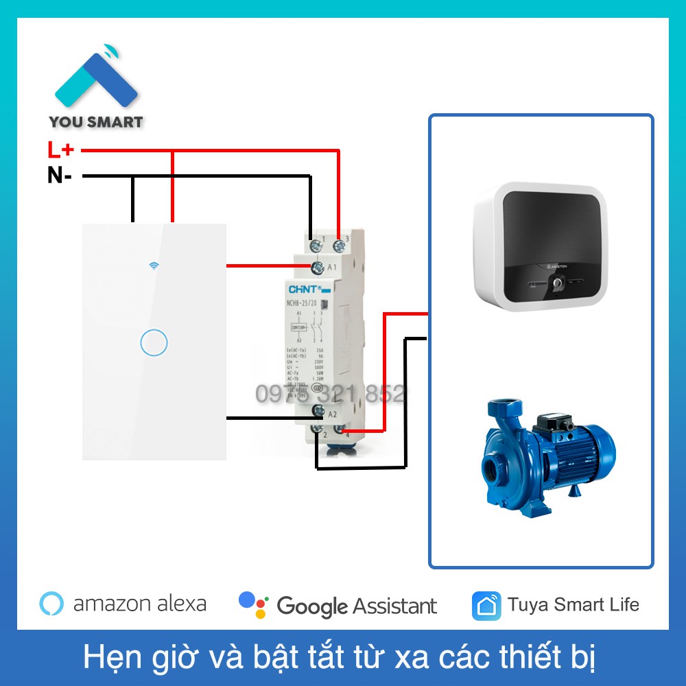 Khởi động từ Chint 25A bật tắt thiết bị công suất cao cho Smarthome