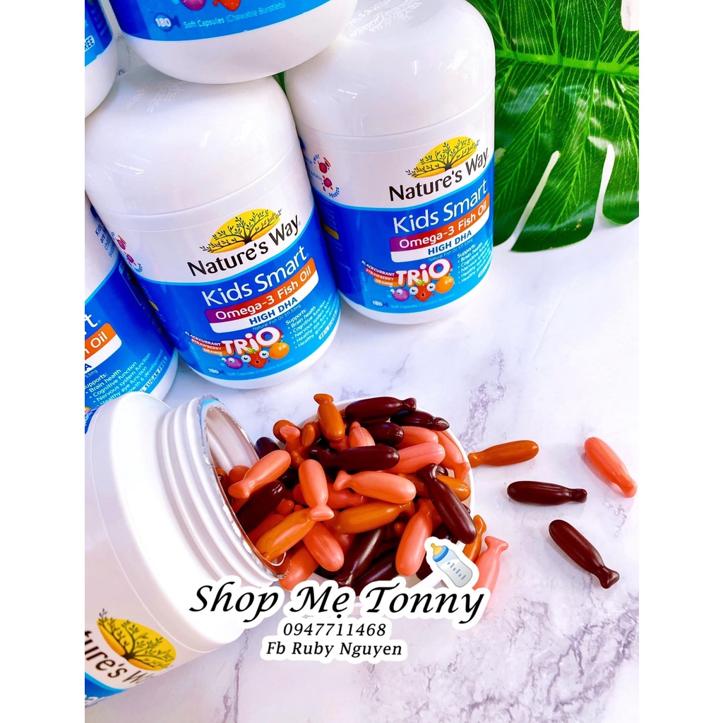 Nature's Way Kẹo dẻo bổ sung DHA , Omega 3 Kids Smart 180v